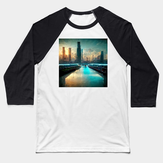 Future Cities Series Baseball T-Shirt by VISIONARTIST